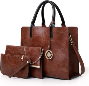 Women Handbags Sets 3 Pcs Large Capacity Handbag Chain Shoulder Bag Clutch Purse