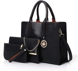 Women Handbags Sets 3 Pcs Large Capacity Handbag Chain Shoulder Bag Clutch Purse