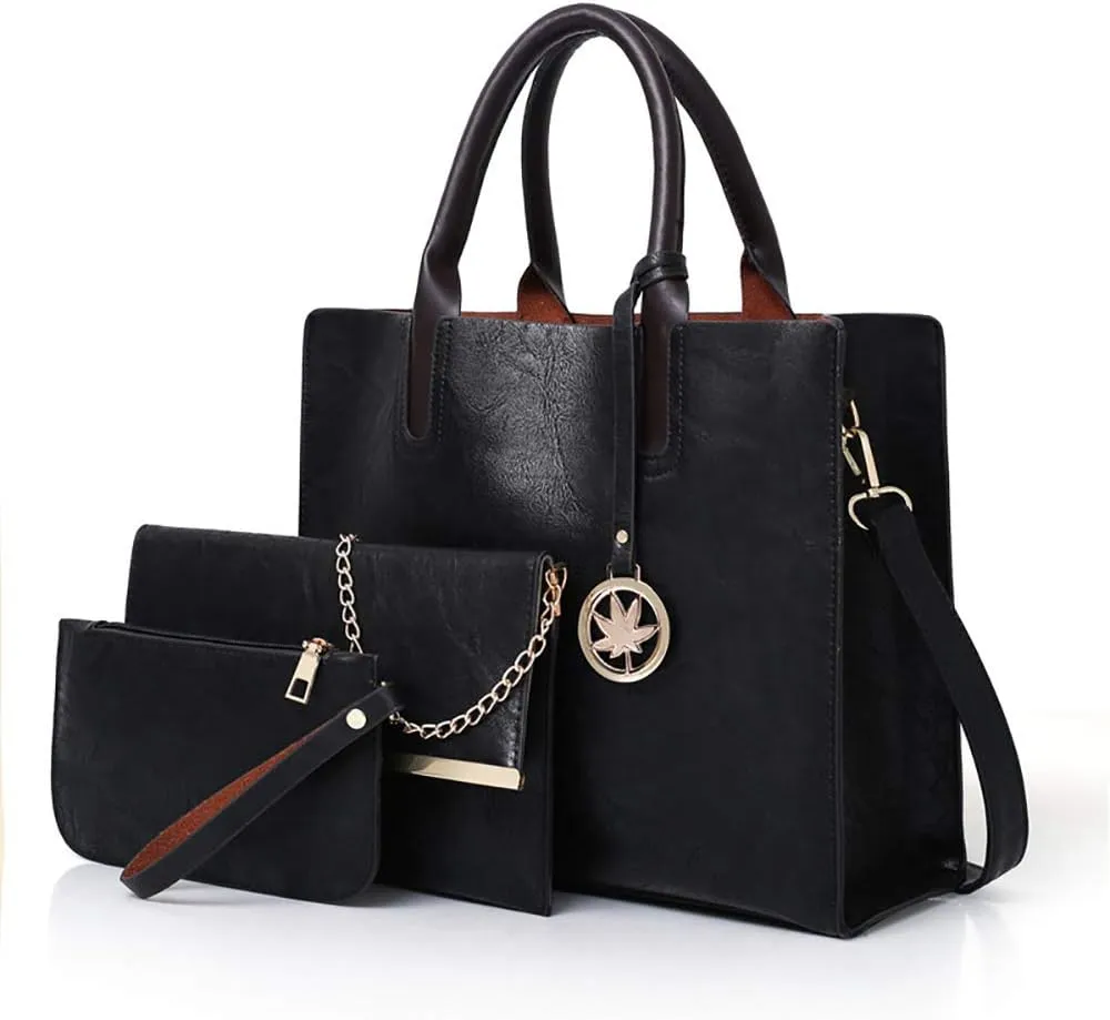 Women Handbags Sets 3 Pcs Large Capacity Handbag Chain Shoulder Bag Clutch Purse