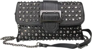 Women Ladies Punk Rivet Purse Satchel PU Leather Shoulder Crossbody Top-handle Bag Tote Handbag Black