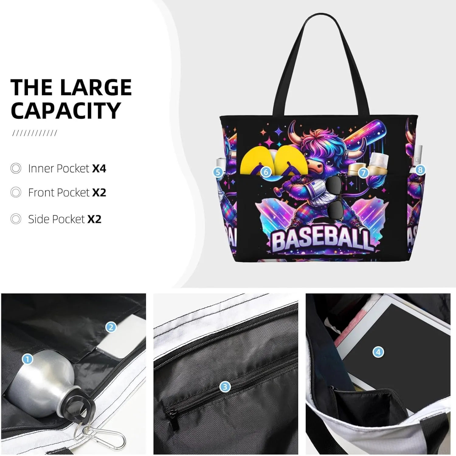 Women Large Beach Bag Travel Weekender Foldable Tote Bag for Pool Beach Vacation Gym