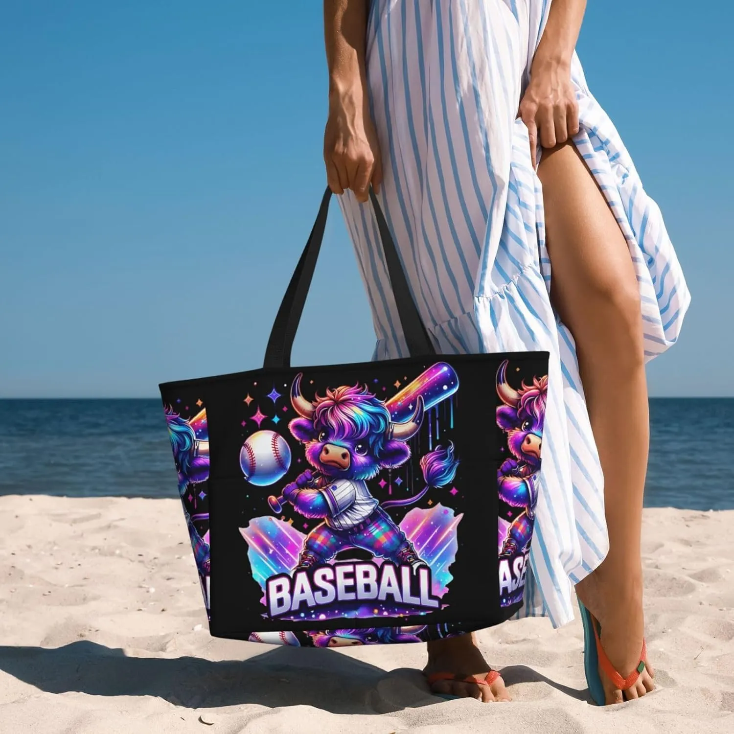 Women Large Beach Bag Travel Weekender Foldable Tote Bag for Pool Beach Vacation Gym