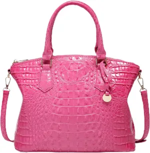 Women Purse Vegan Leather Crocodile-Embossed Pattern With Removable Shoulder Strap Top Handle Large Shoulder Bags