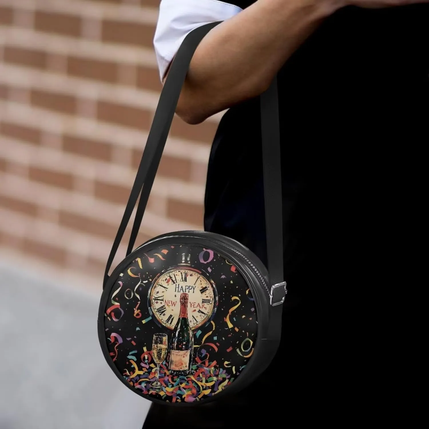 Women Round Shape Crossbody Bag Pu Leather Round Purses Circle Cross Body Shoulder Bag for Party