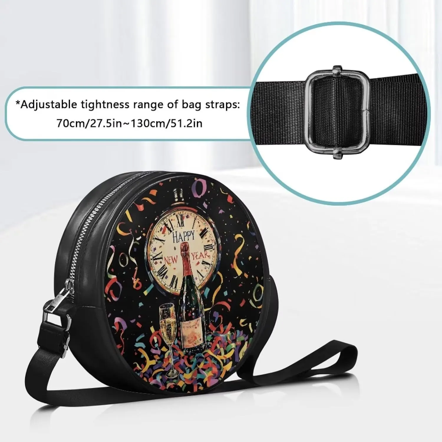 Women Round Shape Crossbody Bag Pu Leather Round Purses Circle Cross Body Shoulder Bag for Party