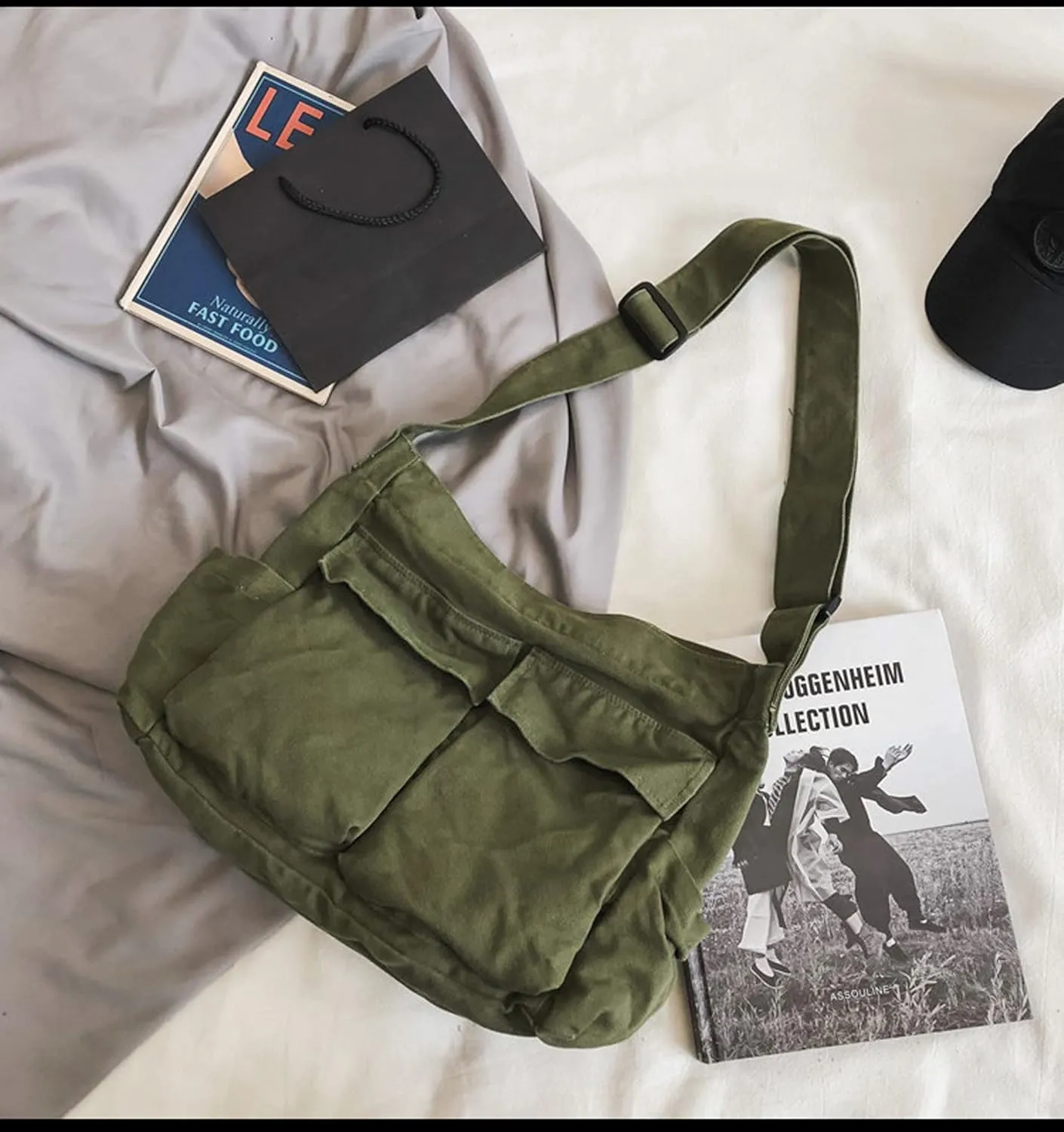 Women Shoulder Bags Canvas Tote Bag Handbag Large Hobo with Pockets Work Bags for Women and Men