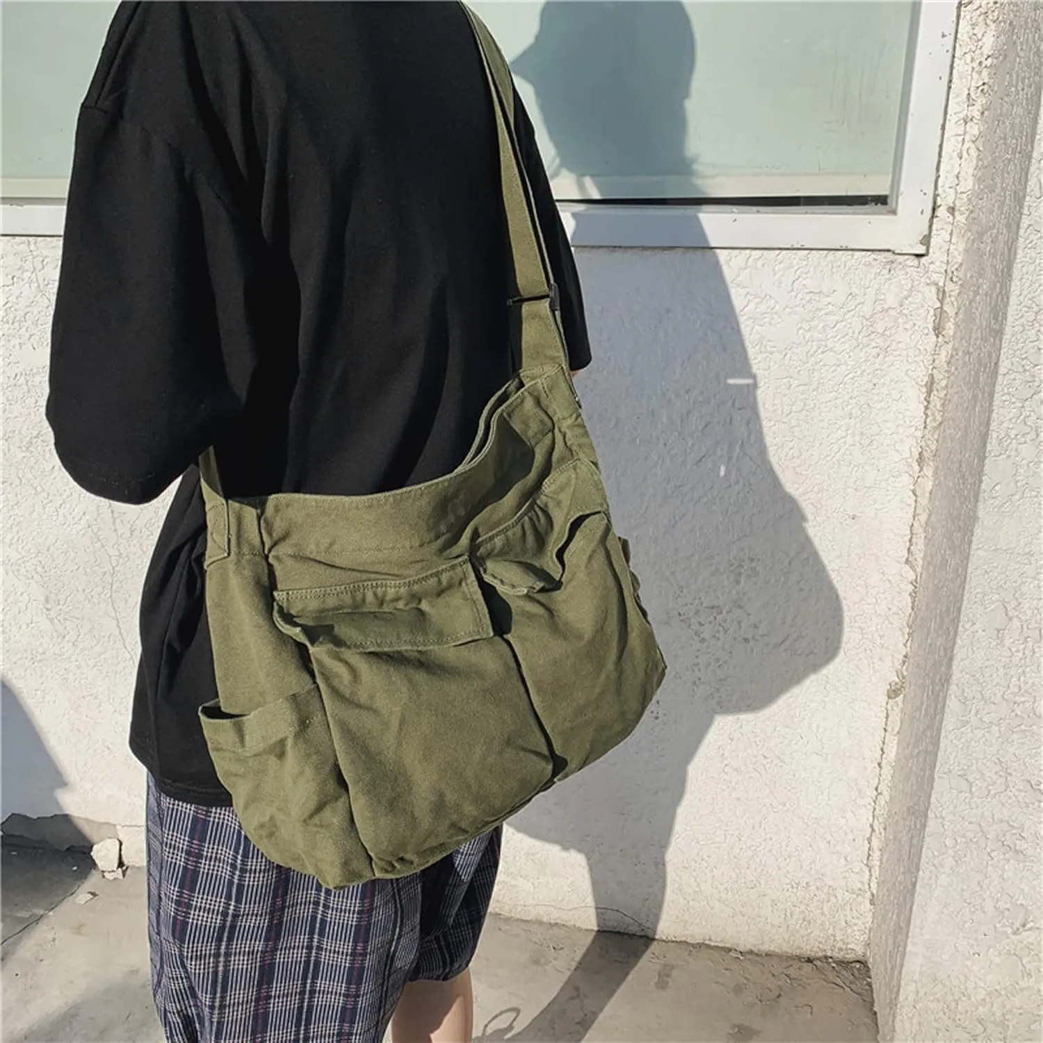 Women Shoulder Bags Canvas Tote Bag Handbag Large Hobo with Pockets Work Bags for Women and Men
