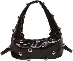 Women Studded Shoulder Bag Pu Leather Rivet Handbag Trendy Underarm Purses Fashion Hobo Bag 2025
