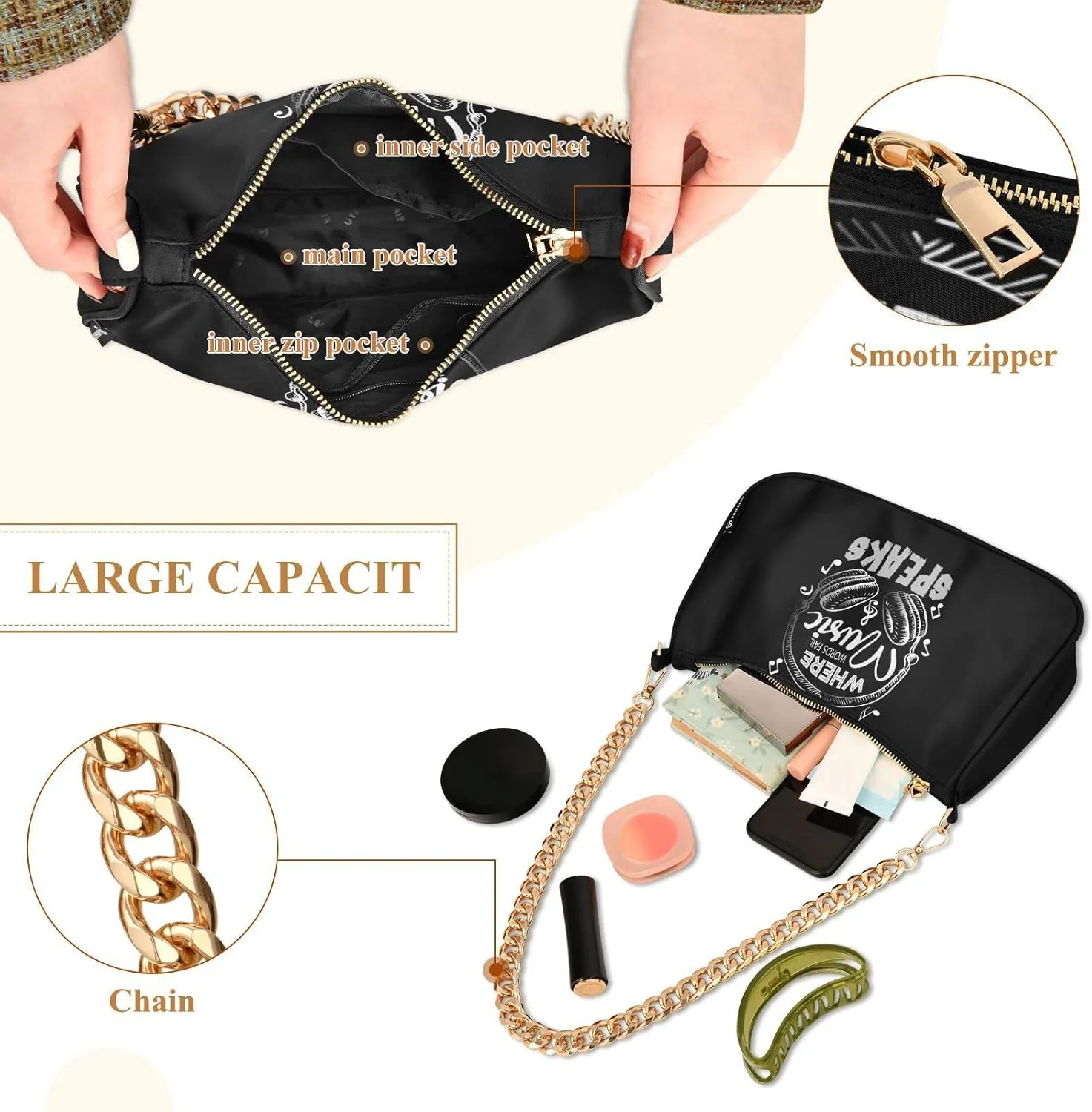 Women's Chain Bag, Shoulder Bag, Handbag Purse, Tote Bag, Fashion Underarm Bag