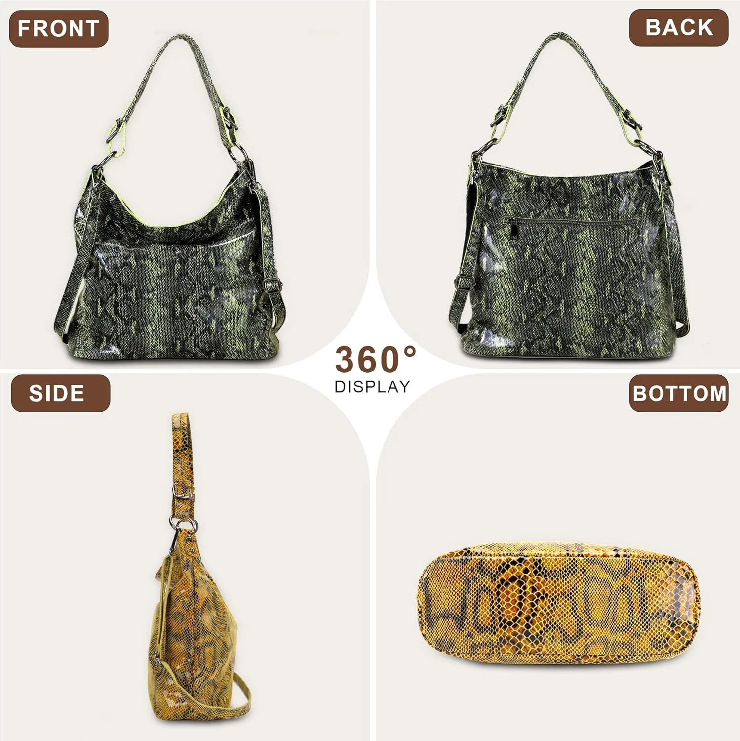 Women's Crossbody Bag with Adjustable Shoulder Strap in Snake Print Suitable for Casual and Formal Occasions