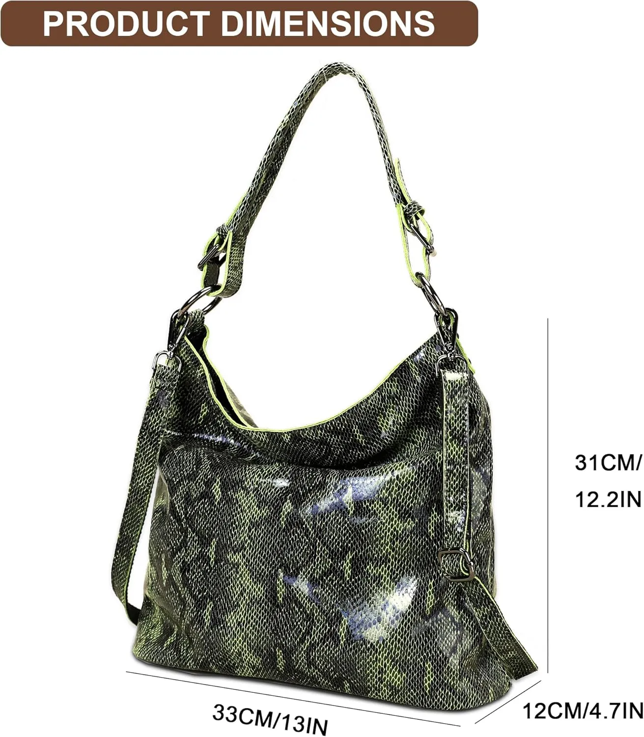 Women's Crossbody Bag with Adjustable Shoulder Strap in Snake Print Suitable for Casual and Formal Occasions