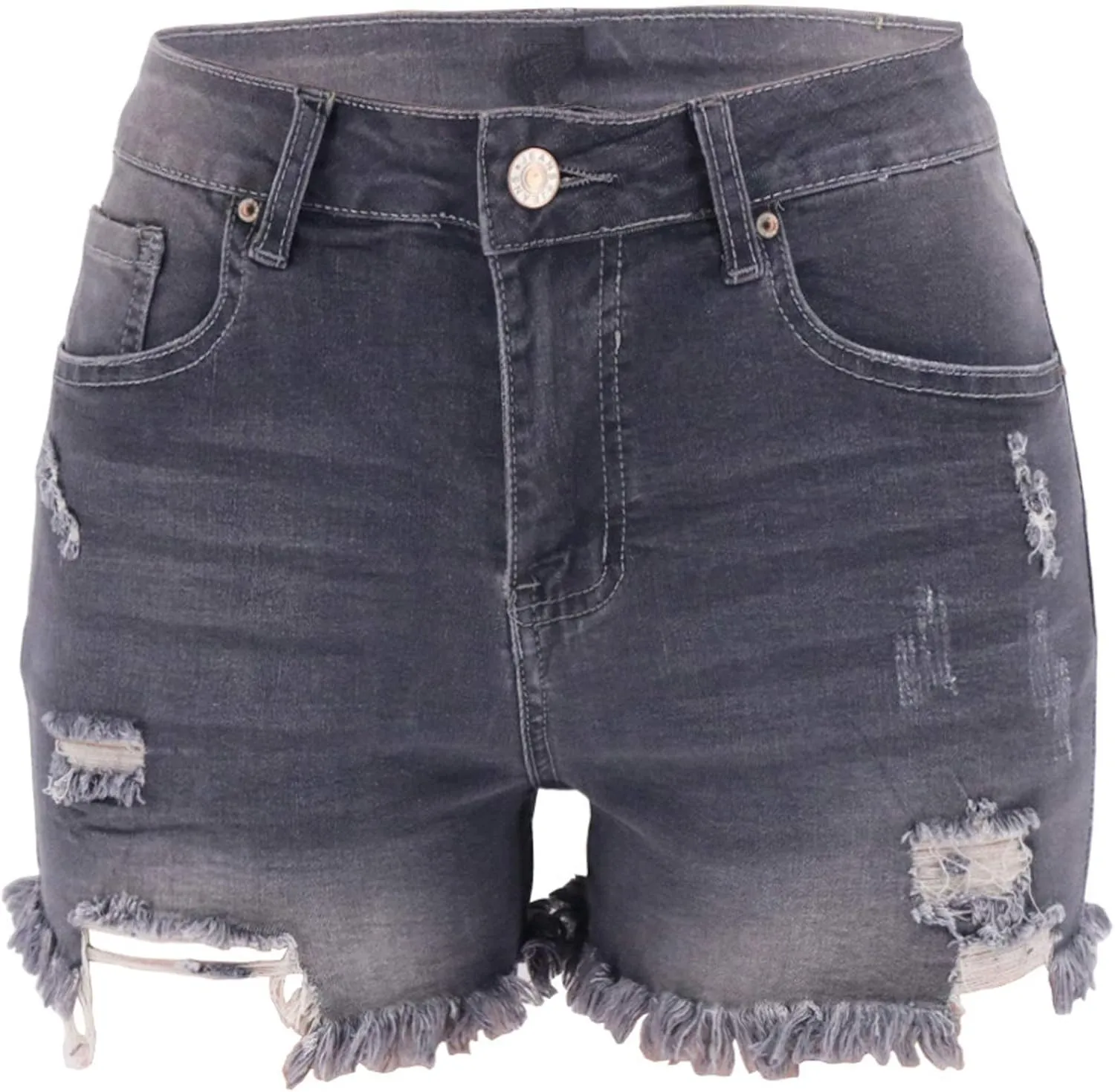 Womens Denim Shorts Mid Rise Ripped Jean Shorts Summer Stretchy Jean Shorts Distressed Rolled Hem Jeans Shorts