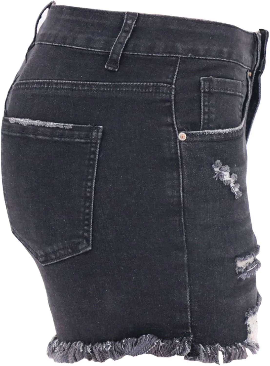 Womens Denim Shorts Mid Rise Ripped Jean Shorts Summer Stretchy Jean Shorts Distressed Rolled Hem Jeans Shorts