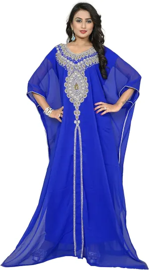 Women's Dubai Style Kaftan Farasha Dress N27 - RoyalBlue