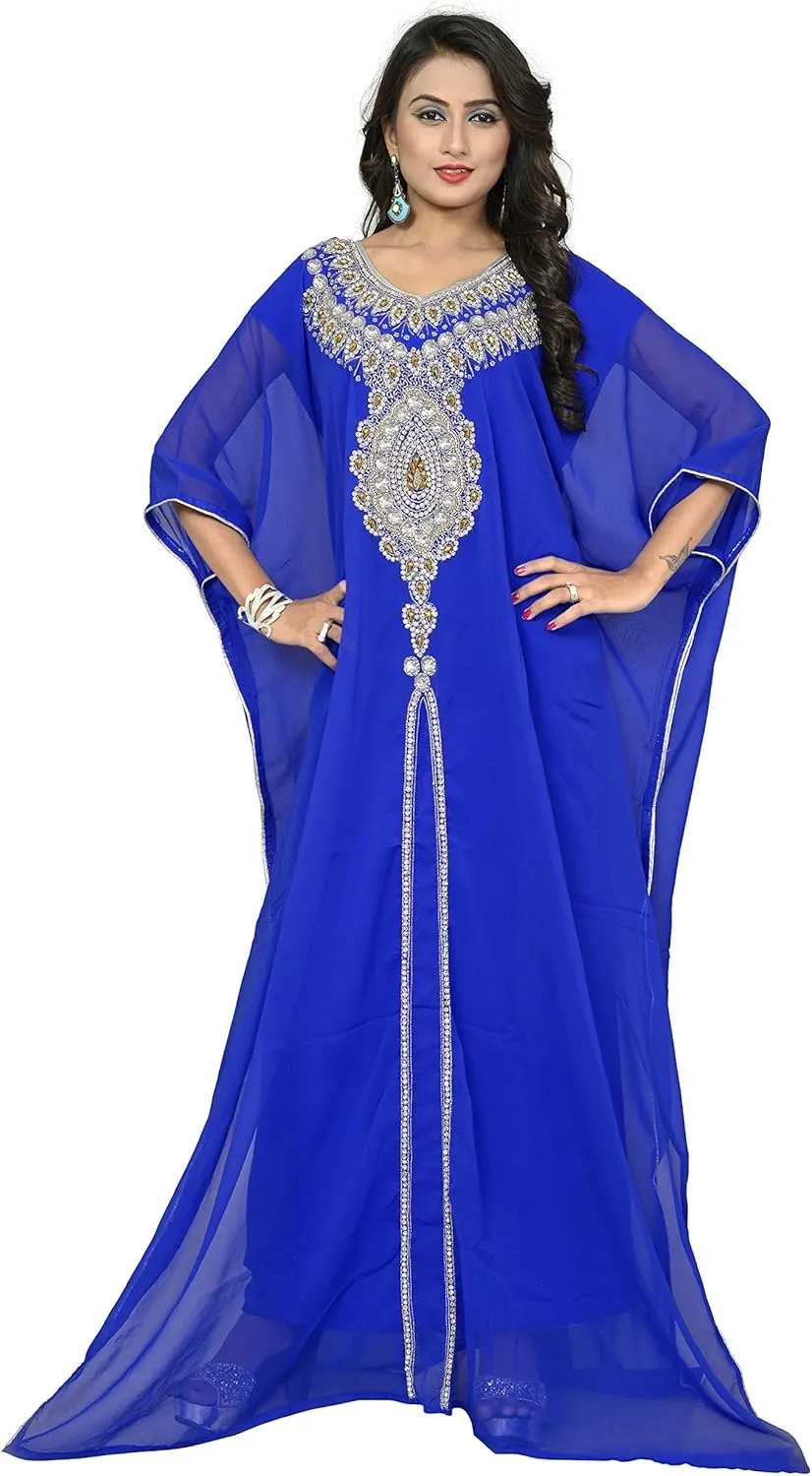 Women's Dubai Style Kaftan Farasha Dress N27 - RoyalBlue