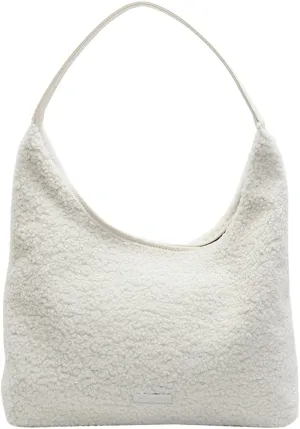 Womens Faux Lamb Wool Tote Bag 2024 Fall Winter Plush Fleece Shoulder Bag PU Leather Strap Stylish Commuter Bag