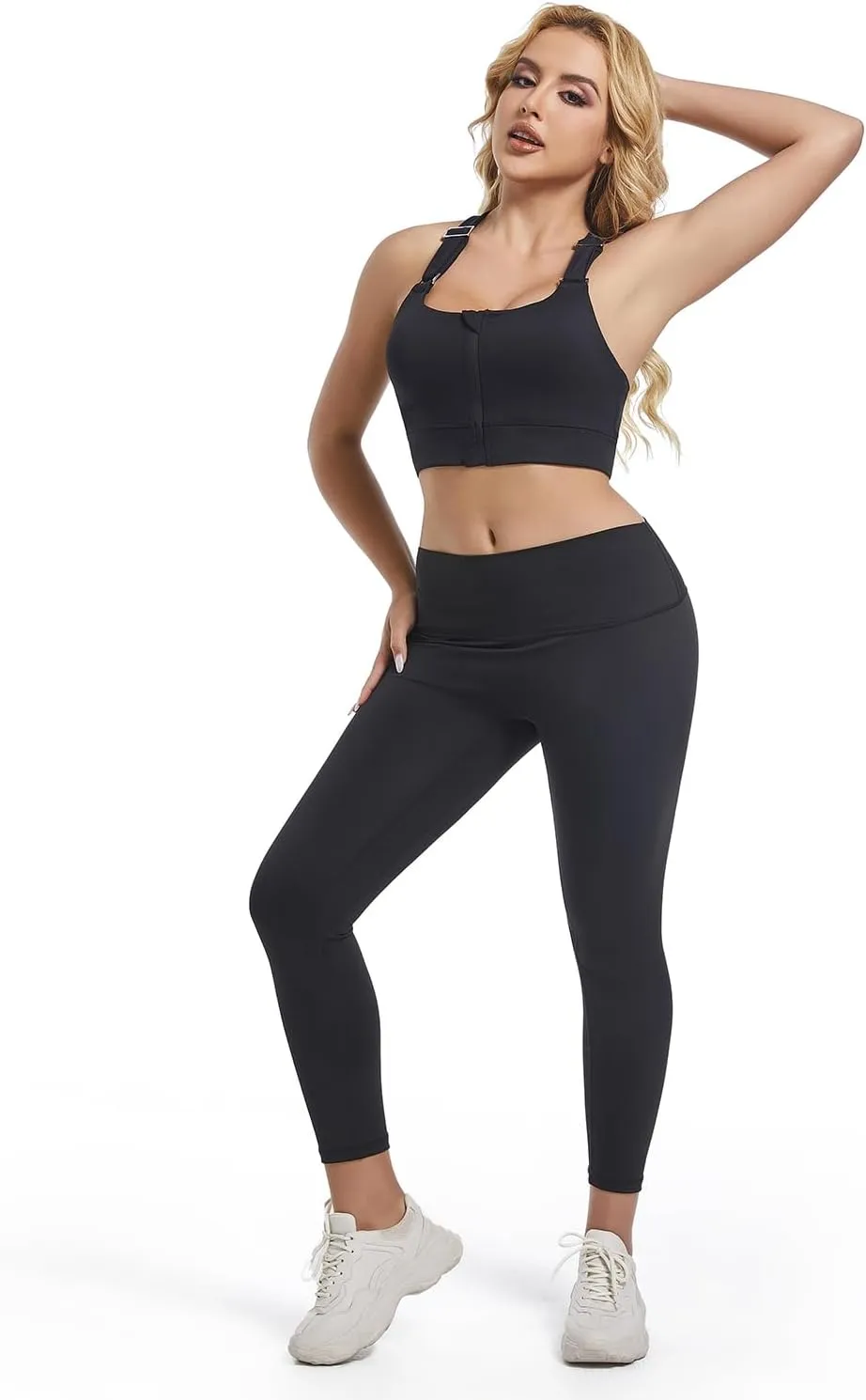 Women's Front Zip Up High Impact with Adjustable Spaghetti Strap Workout Sports Yoga Bras