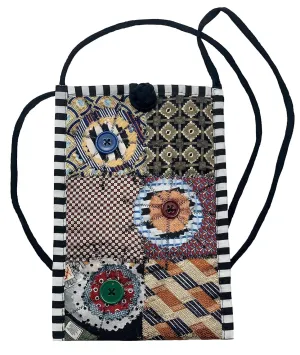Women's Handmade Cross Body Cell Phone Bag from Recycled Vintage Men's Ties - LRW Designs