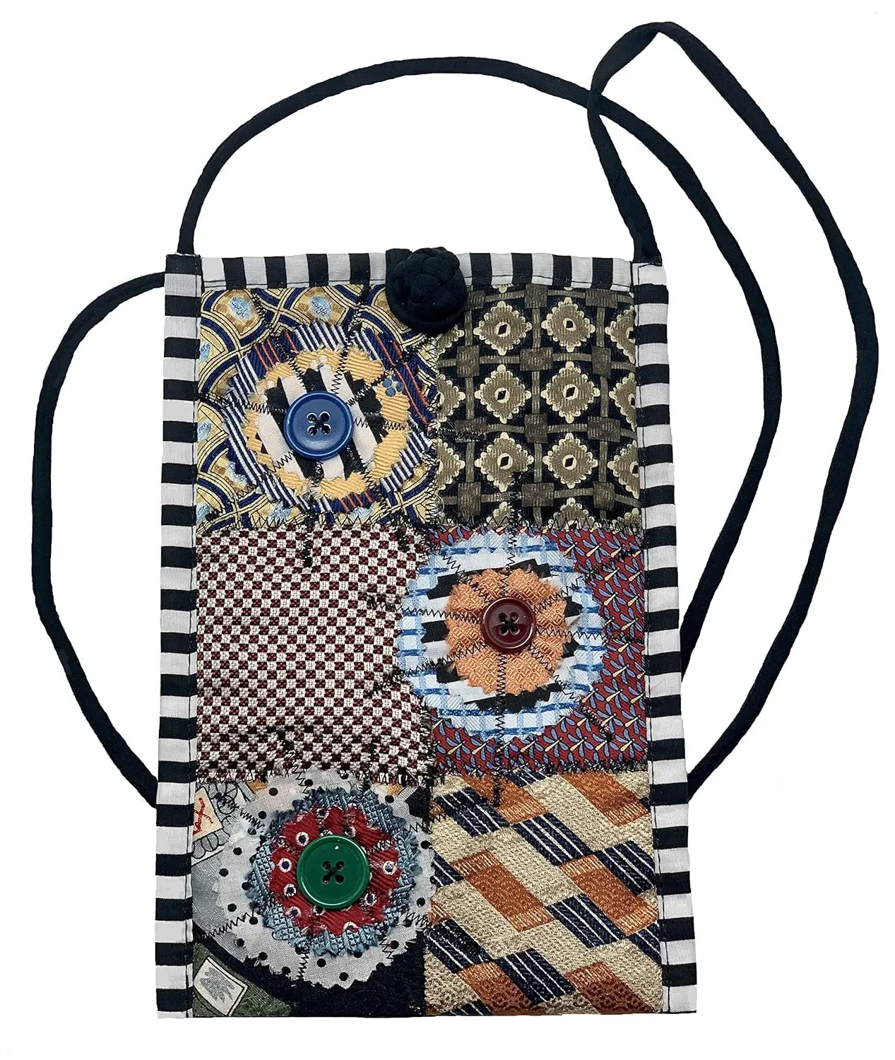 Women's Handmade Cross Body Cell Phone Bag from Recycled Vintage Men's Ties - LRW Designs