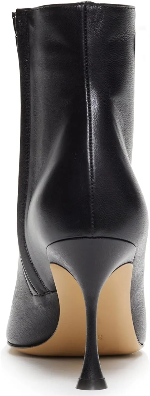 Women's High Heel Ankle Boots Crystal Heart Rhinestones Embellished Sexy Pointed Toe Stilettos Dress Black Booties