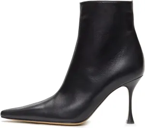 Women's High Heel Ankle Boots Crystal Heart Rhinestones Embellished Sexy Pointed Toe Stilettos Dress Black Booties