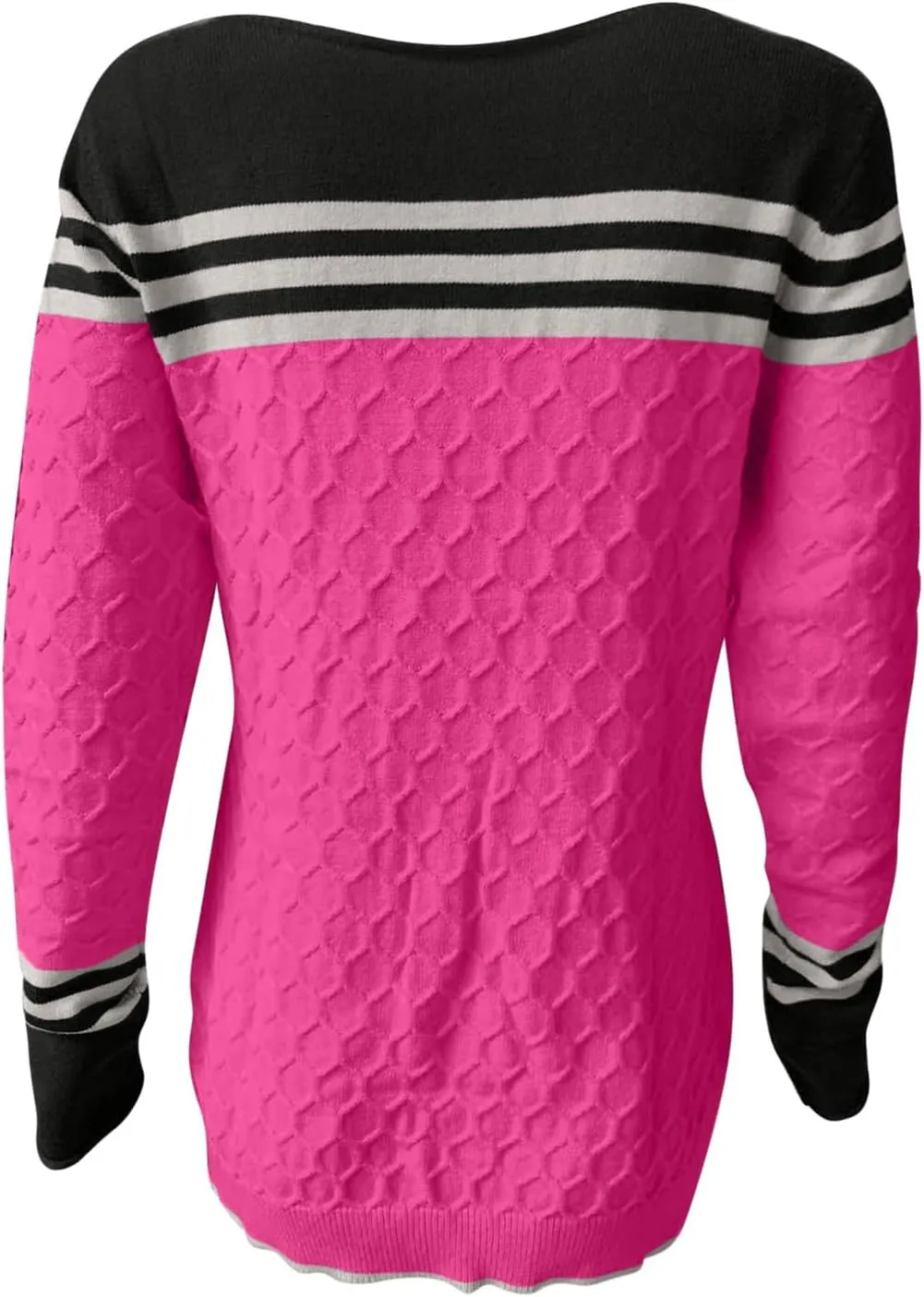 Women's Knitted Color Block Sweaters Long Sleeve Crewneck Fall Fashion Shirt Tunic Tops Blouse Knitwear Pullover