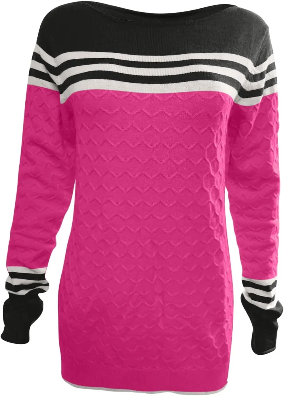 Women's Knitted Color Block Sweaters Long Sleeve Crewneck Fall Fashion Shirt Tunic Tops Blouse Knitwear Pullover