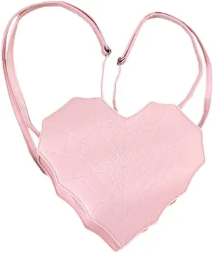 Women's Love Bat Spider Web Cobweb Crossbody Bag,PU Multifunctional Backpack Handbag, Gothic Quilted Shoulder Daypack