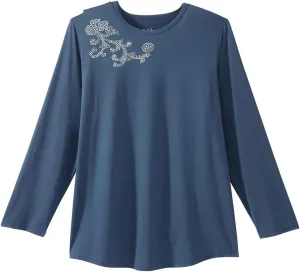 Women’s Open-Back Adaptive Long Sleeve Embellished Top