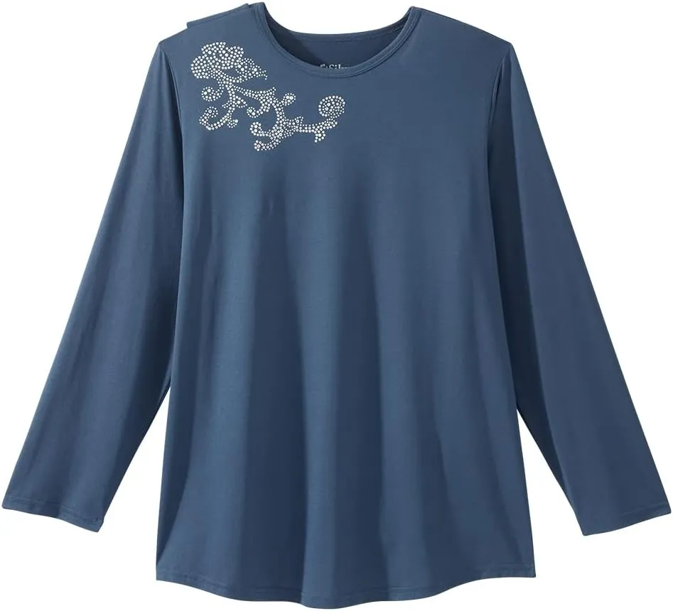 Women’s Open-Back Adaptive Long Sleeve Embellished Top
