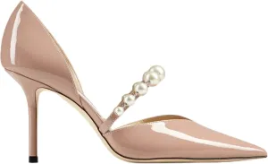 Women's Pointed Toe High Heels Pearl Embellished Strap Pumps Close Toe Stiletto Heeled Pumps for Wedding Party Dress Office