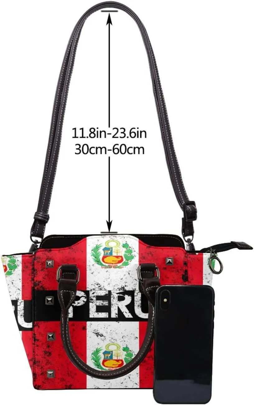 Women's Pu Leather Handbag Rivet Shoulder Bag Studded Top Handle Satchel Crossbody Tote Bag Punk Bag Purse