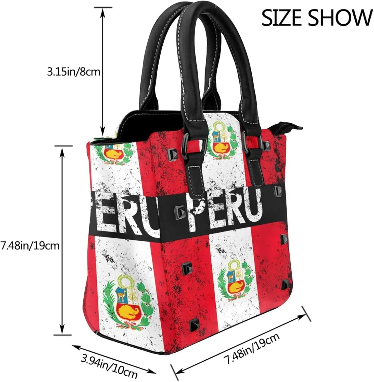 Women's Pu Leather Handbag Rivet Shoulder Bag Studded Top Handle Satchel Crossbody Tote Bag Punk Bag Purse