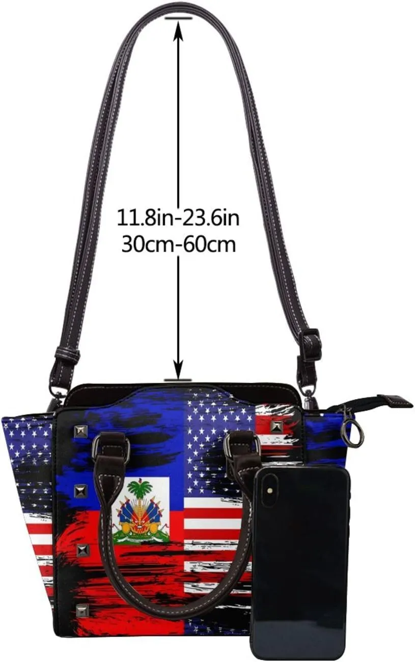 Women's Pu Leather Handbag Rivet Shoulder Bag Studded Top Handle Satchel Crossbody Tote Bag Punk Bag Purse