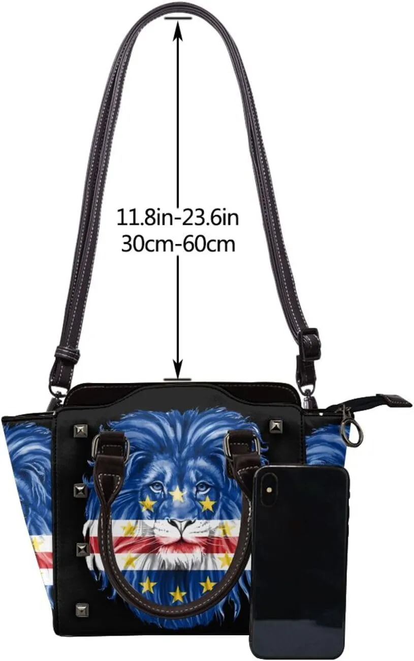 Women's Pu Leather Handbag Rivet Shoulder Bag Studded Top Handle Satchel Crossbody Tote Bag Punk Bag Purse