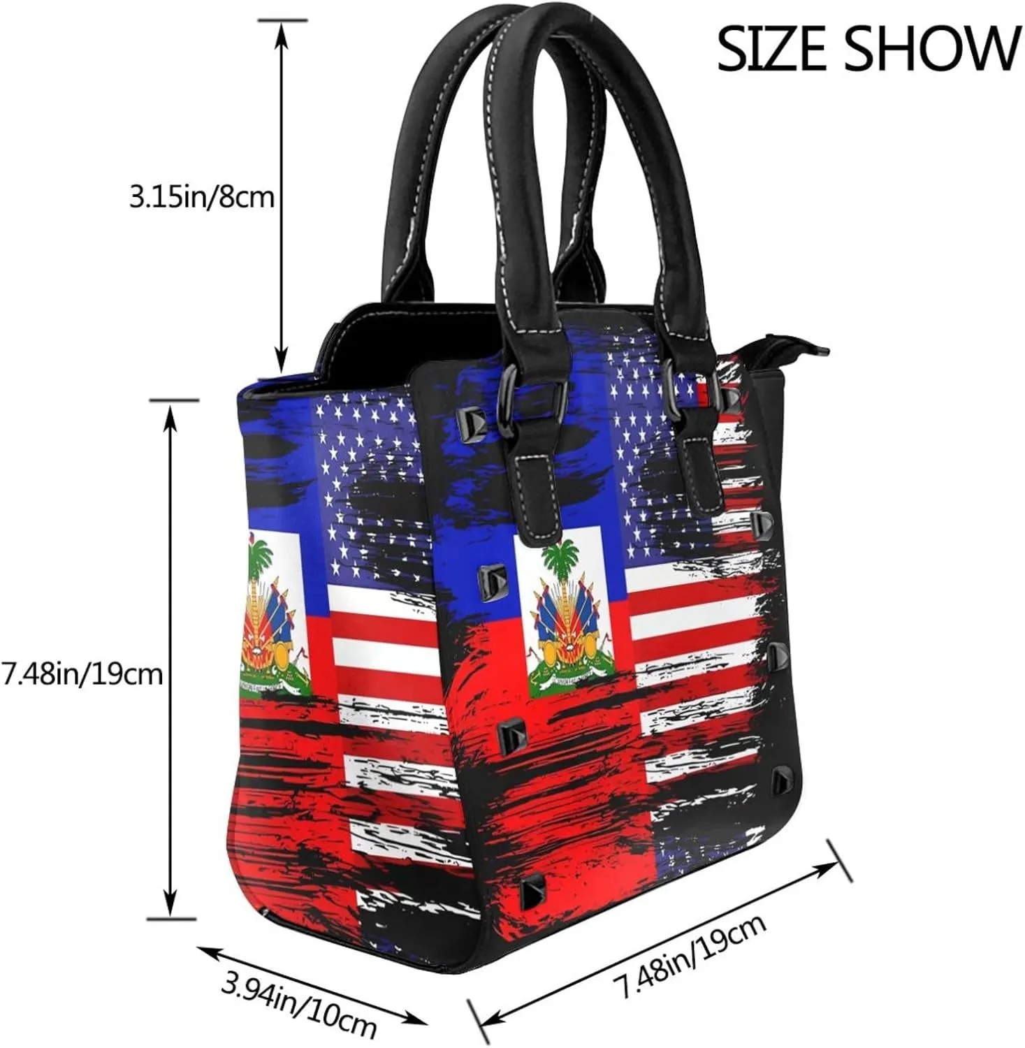Women's Pu Leather Handbag Rivet Shoulder Bag Studded Top Handle Satchel Crossbody Tote Bag Punk Bag Purse
