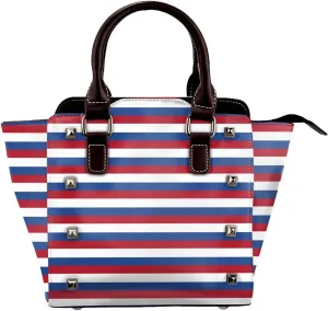 Women's Pu Leather Handbag Rivet Shoulder Bag Studded Top Handle Satchel Crossbody Tote Bag Punk Bag Purse