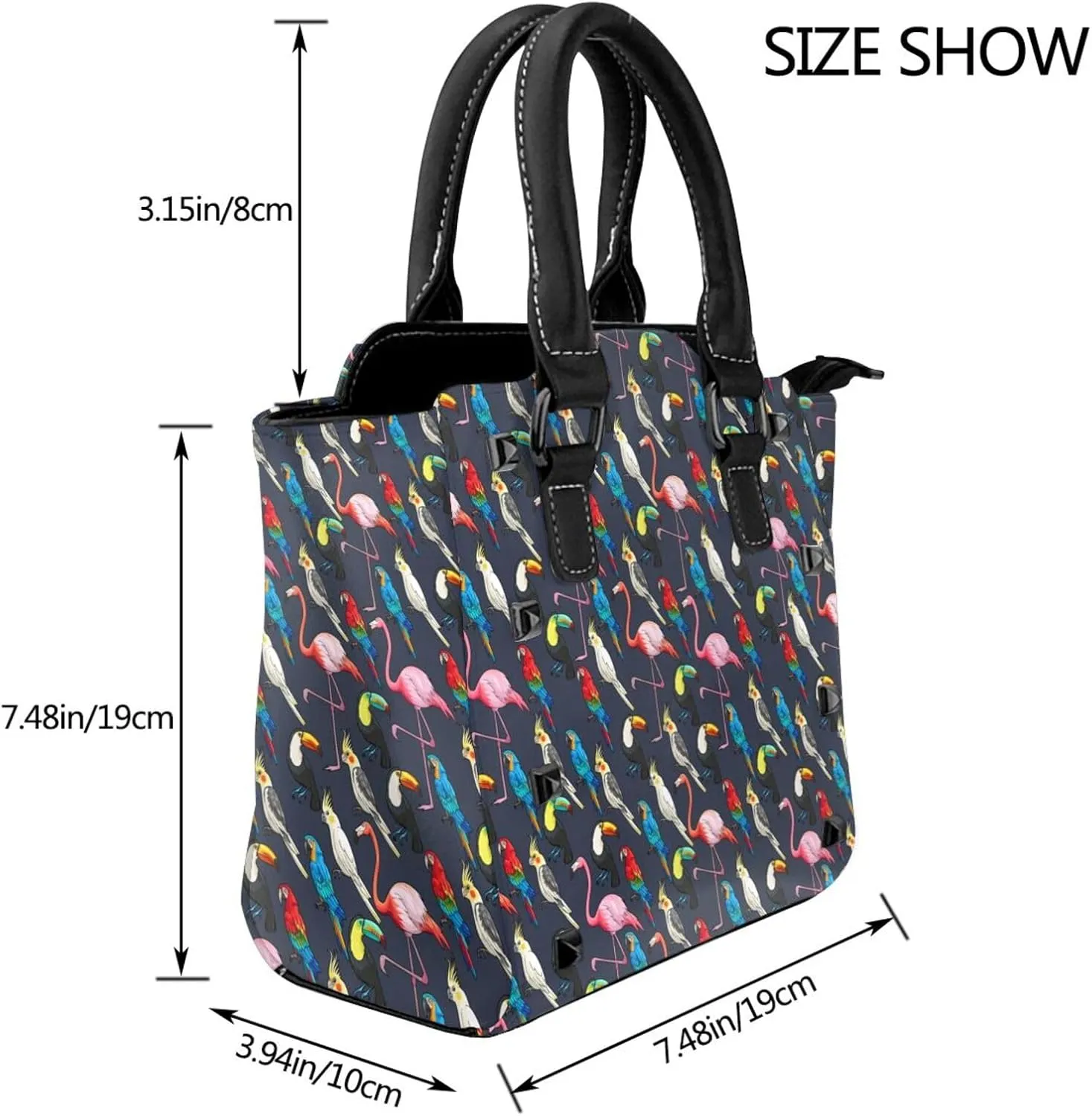 Women's Pu Leather Handbag Rivet Shoulder Bag Studded Top Handle Satchel Crossbody Tote Bag Punk Bag Purse