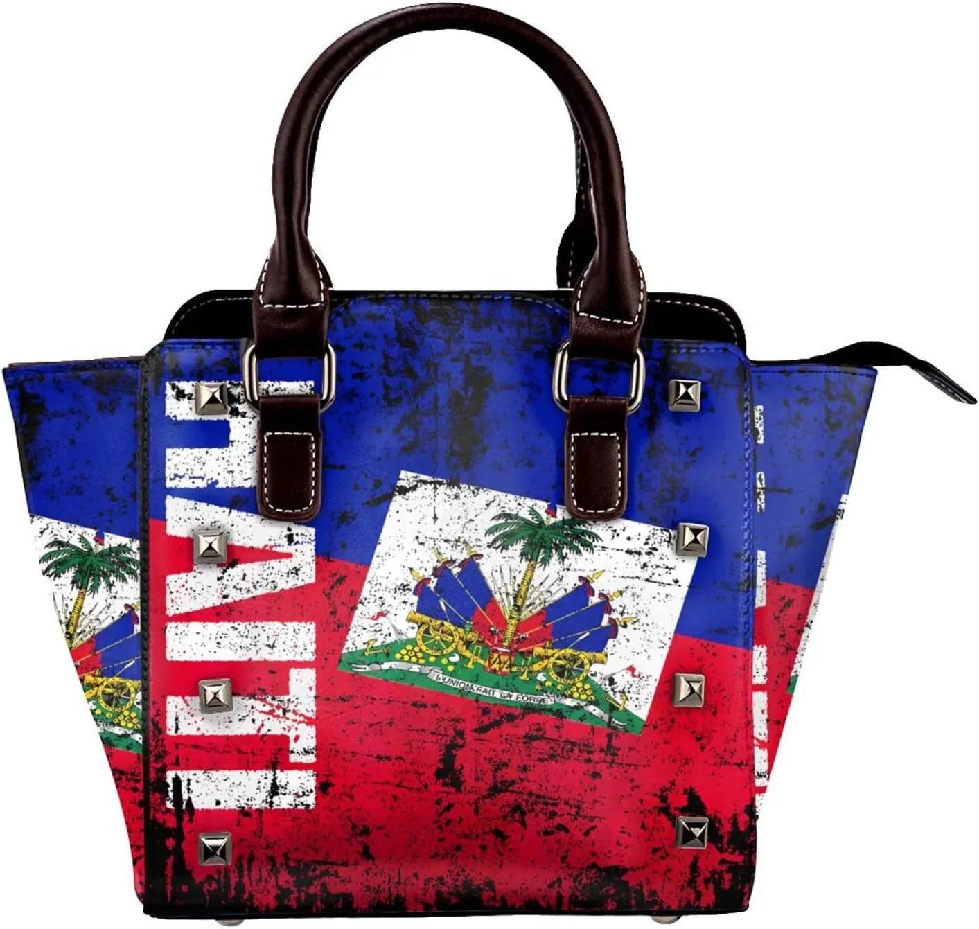 Women's Pu Leather Handbag Rivet Shoulder Bag Studded Top Handle Satchel Crossbody Tote Bag Punk Bag Purse