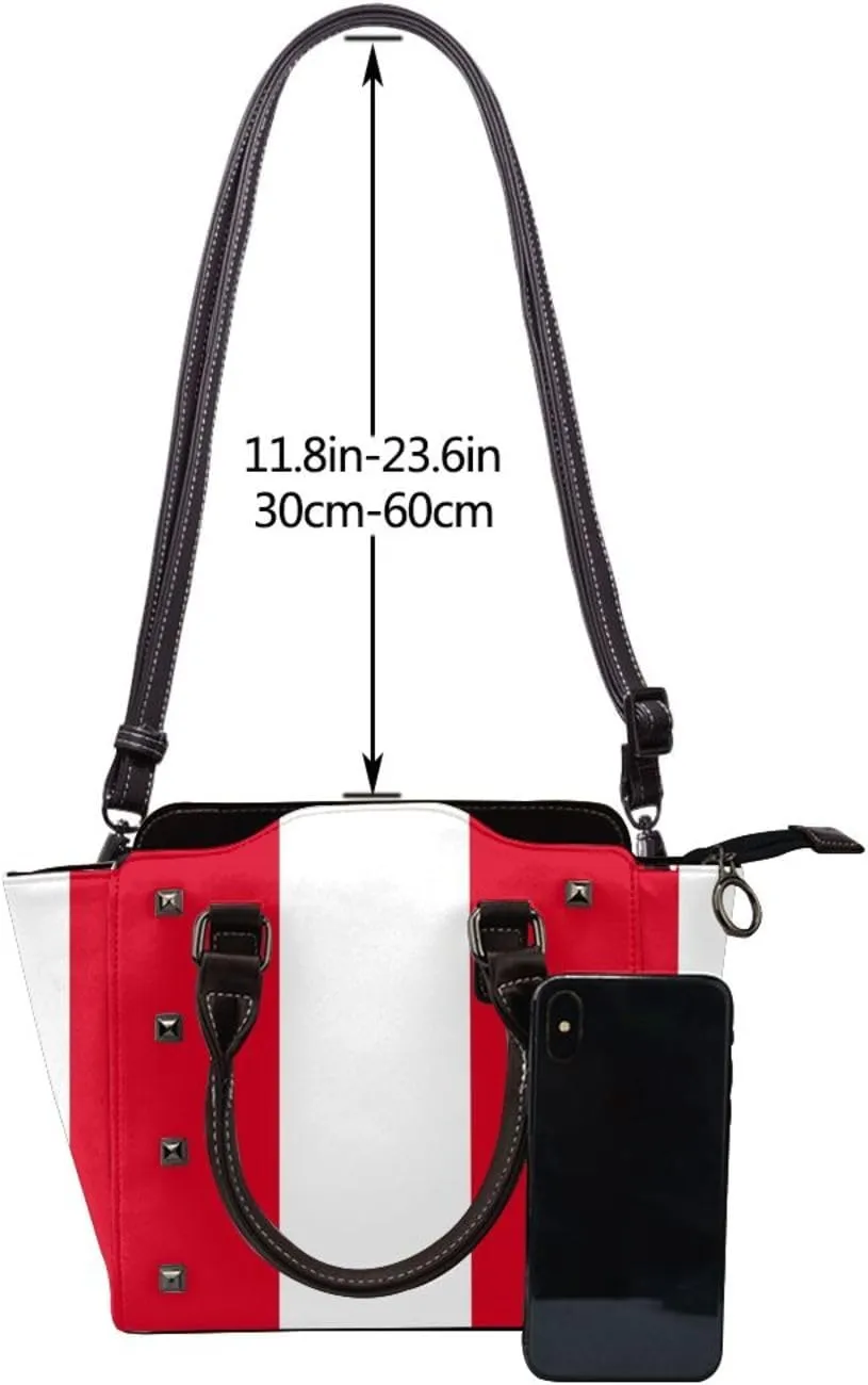 Women's Pu Leather Handbag Rivet Shoulder Bag Studded Top Handle Satchel Crossbody Tote Bag Punk Bag Purse