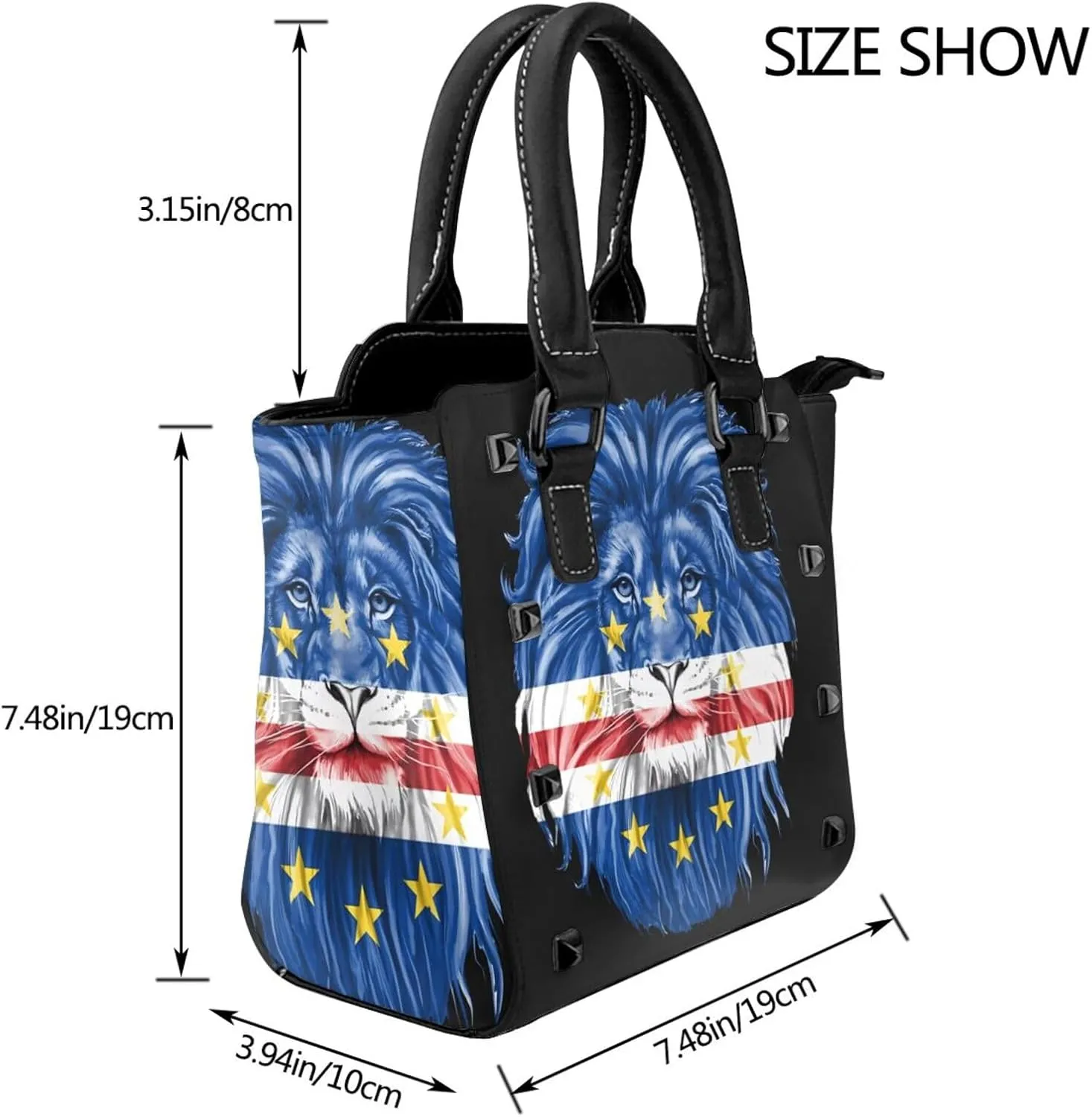 Women's Pu Leather Handbag Rivet Shoulder Bag Studded Top Handle Satchel Crossbody Tote Bag Punk Bag Purse