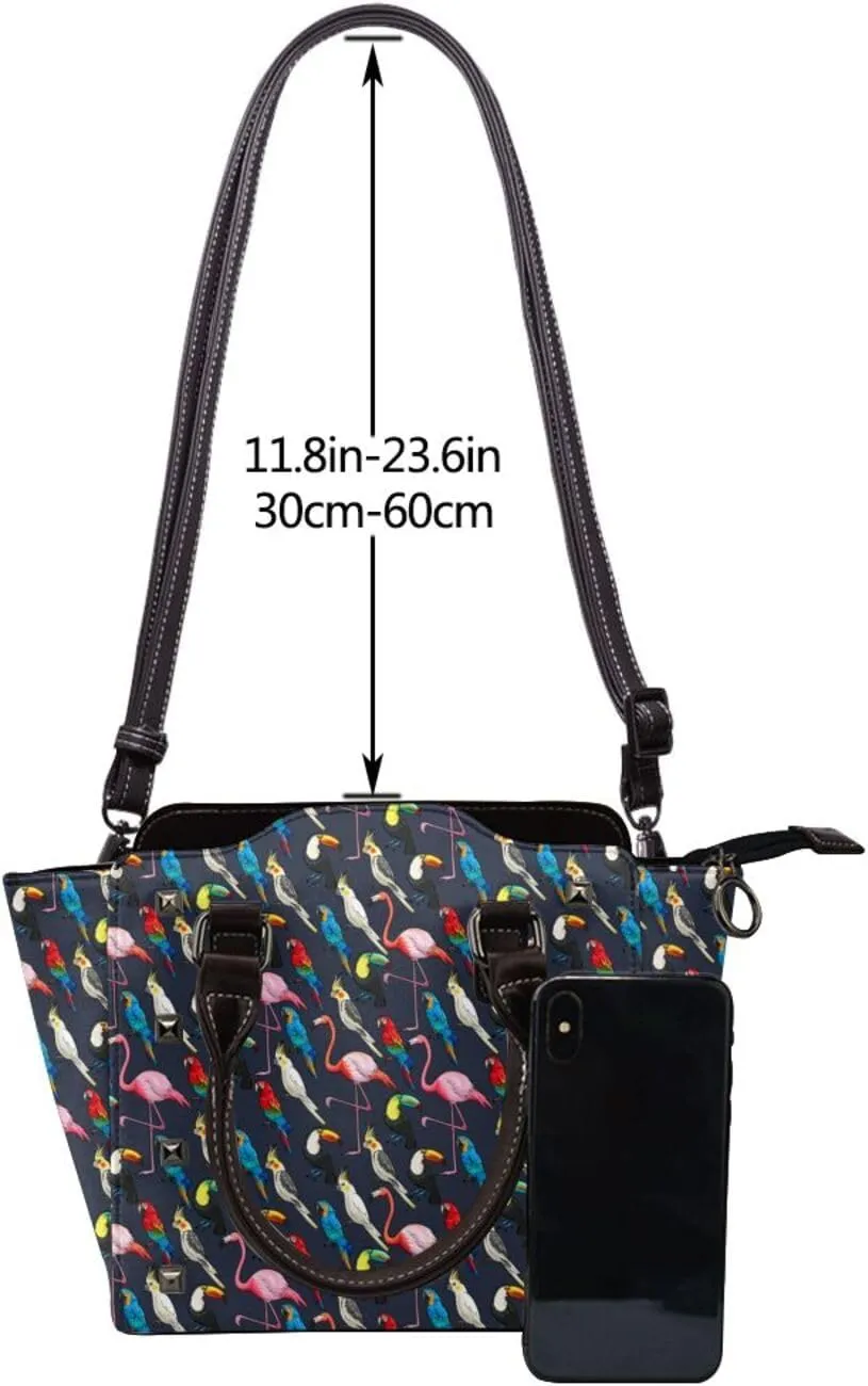 Women's Pu Leather Handbag Rivet Shoulder Bag Studded Top Handle Satchel Crossbody Tote Bag Punk Bag Purse