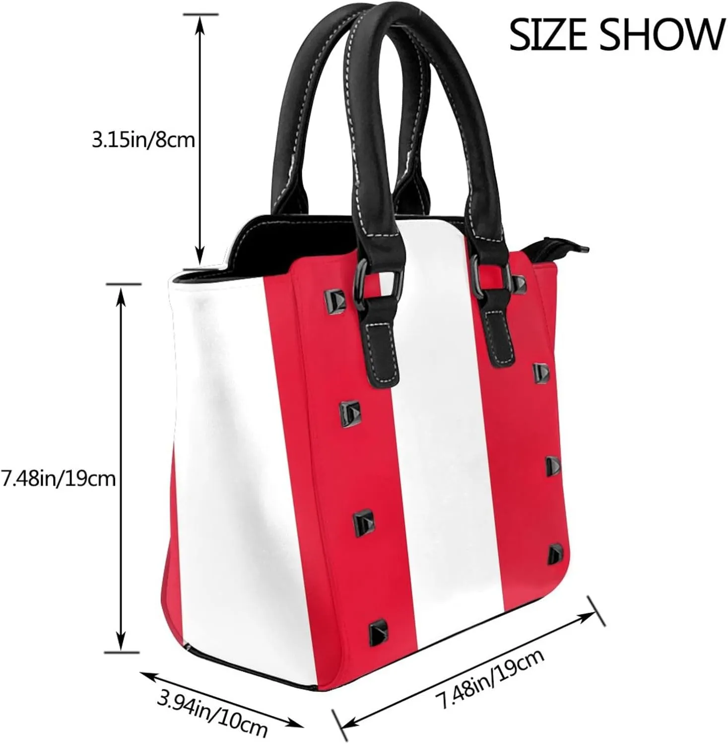 Women's Pu Leather Handbag Rivet Shoulder Bag Studded Top Handle Satchel Crossbody Tote Bag Punk Bag Purse