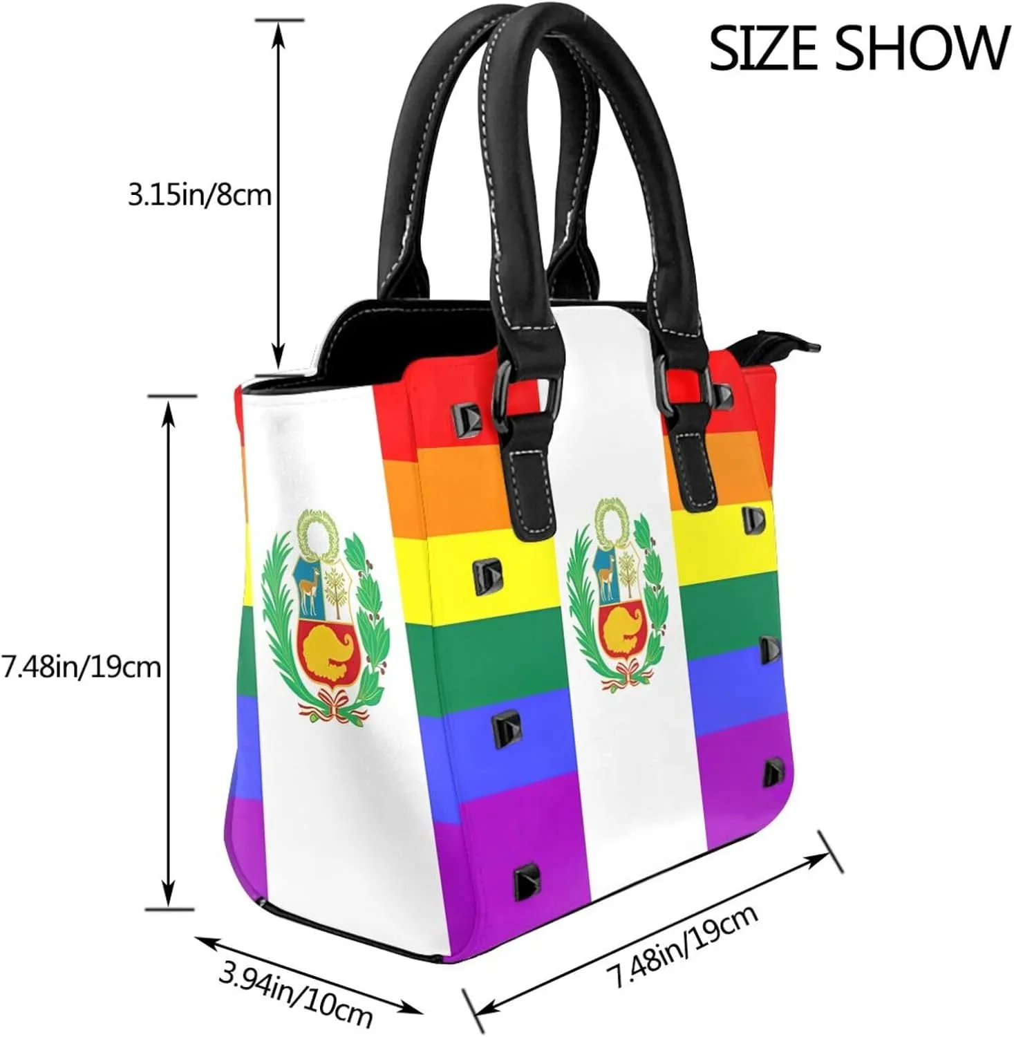 Women's Pu Leather Handbag Rivet Shoulder Bag Studded Top Handle Satchel Crossbody Tote Bag Punk Bag Purse