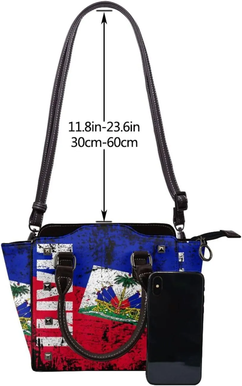 Women's Pu Leather Handbag Rivet Shoulder Bag Studded Top Handle Satchel Crossbody Tote Bag Punk Bag Purse