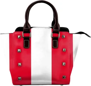 Women's Pu Leather Handbag Rivet Shoulder Bag Studded Top Handle Satchel Crossbody Tote Bag Punk Bag Purse