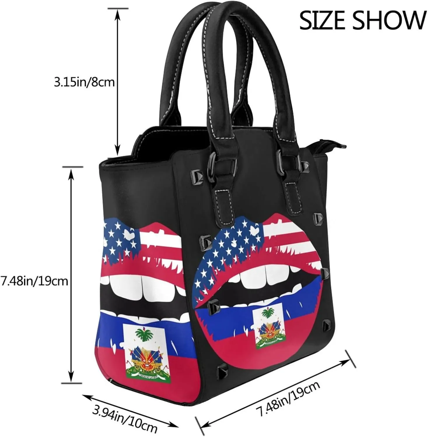 Women's Pu Leather Handbag Rivet Shoulder Bag Studded Top Handle Satchel Crossbody Tote Bag Punk Bag Purse
