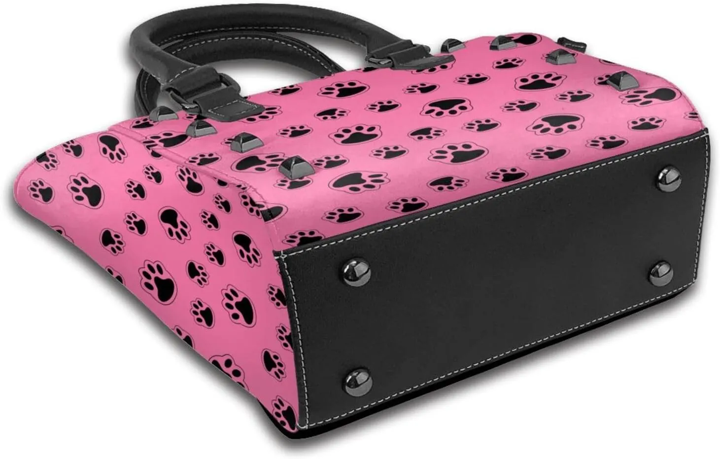 Women's Pu Leather Handbag Rivet Shoulder Bag Studded Top Handle Satchel Crossbody Tote Bag Punk Bag Purse