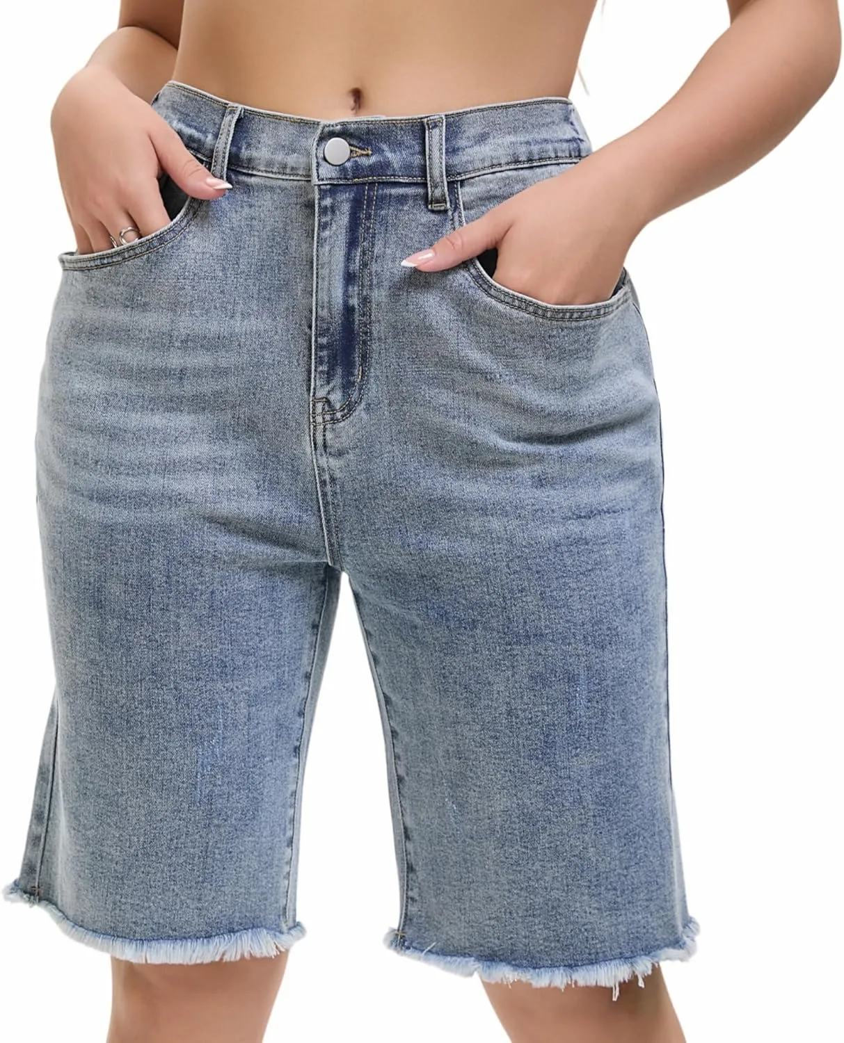 Women's Raw Hem Denim Jean Short Summer Casual Ripped Distressed Bermuda Brazilian Butt Lifting Cut Off Hot Shorts