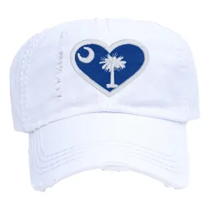 Women's South Carolina Hat SC, Baseball or High Ponytail Cap, Cute Home Love Gift Present for Her Wife Daughter Friend, Not a Patch State Heart Shape, Custom Embroidered College High School Graduation